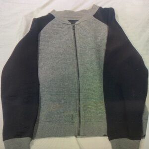 Men's Gray and Black Cardigan Sweater